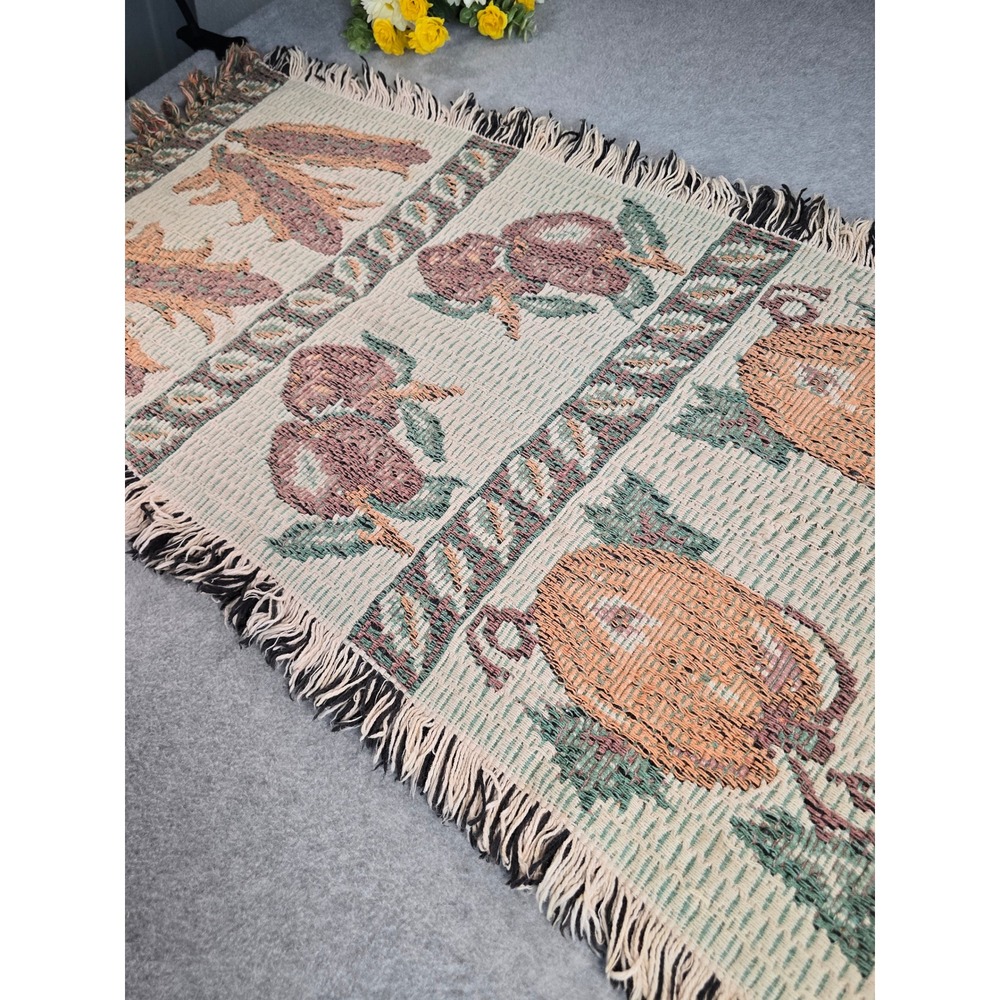 Vintage Fall Harvest Thanksgiving Tapestry Table Runner Autumn Pumpkin 38x20 - Picture 3 of 7